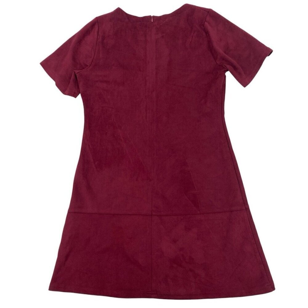 WFFS Women's Size M Faux Suede Maroon Dress Shift - Picture 2 of 8
